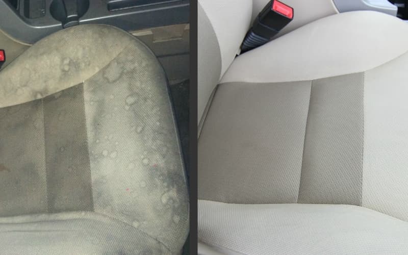 Limpieza profunda de tapizado de auto con manchas de café en Córdoba por Lusttro